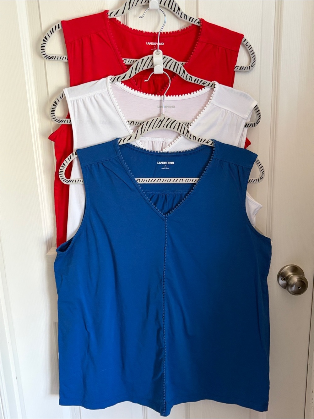 Lands' End Sleeveless V-Neck Tank Trio